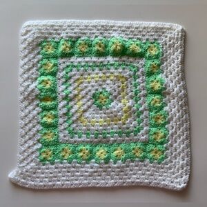 Vintage Crochet Granny Square Burping Blanket
